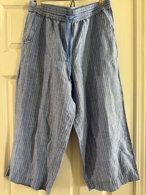 Talbots Blue Pinstripe Wide-Leg Capris